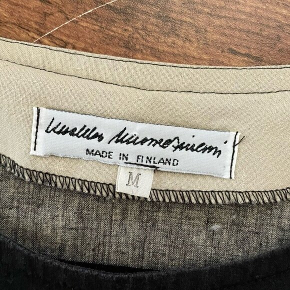 Vintage Vuokko Nurmesniemi Womens Dress Sz Medium Taupe Black Stripe Minimalist - Picture 8 of 8